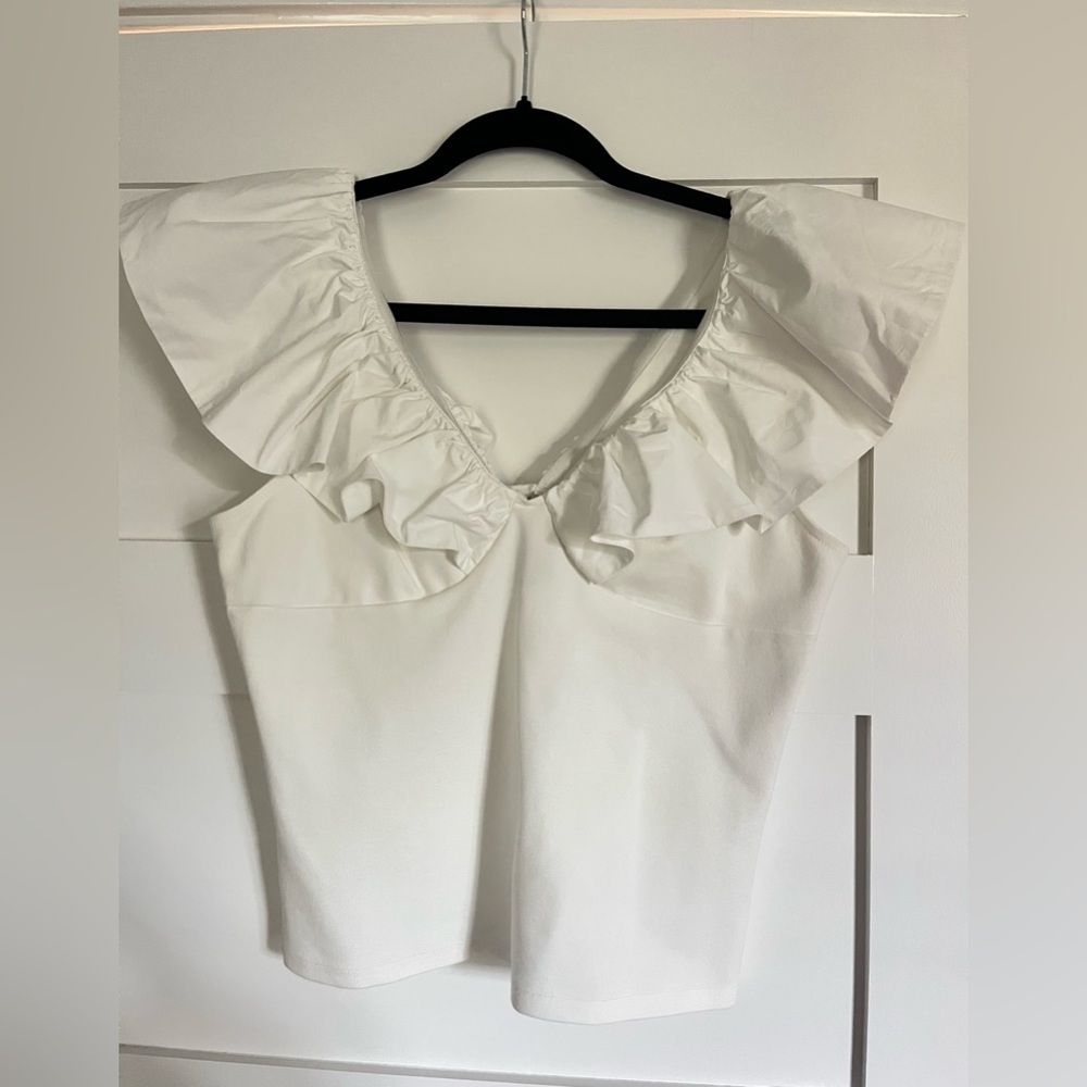 Dolan Ivory Blouse with Ruffled Collar